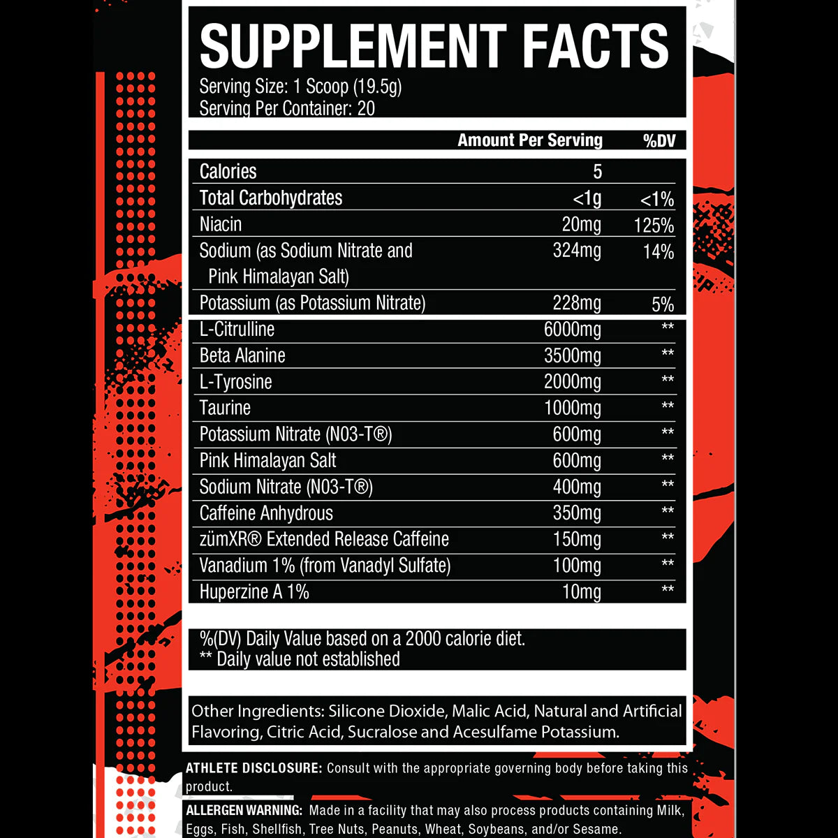 Alchemy Labs Yakka Pre-Workout Supplement Facts