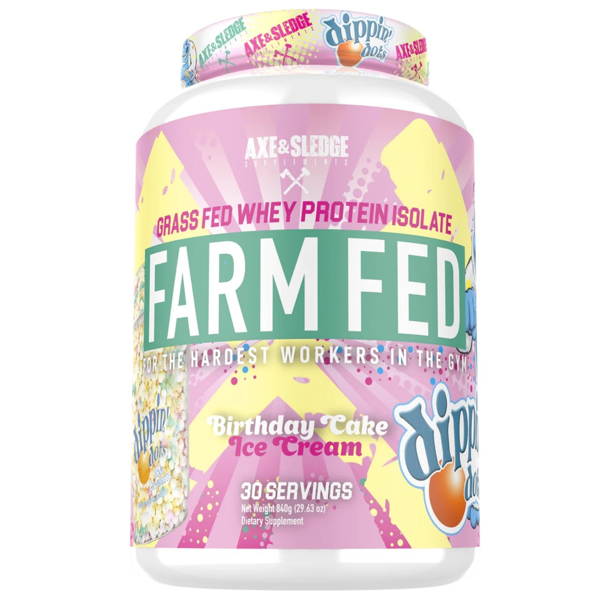 Axe & Sledge Farm Fed 30 Servings - Dippin Dots Birthday Cake