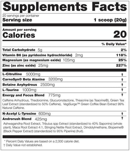 Betancourt Nutrition B-Nox Reloaded Fully Dosed Pre-Workout - Supplement Facts