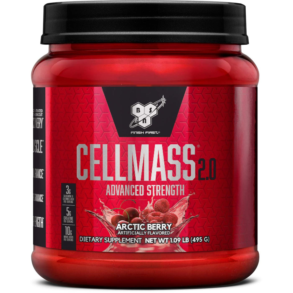 BSN CELLMASS 2.0 Post Workout Recovery with BCAA, Creatine, & Glutamine - Keto Friendly - Arctic Berry, (50 Servings)