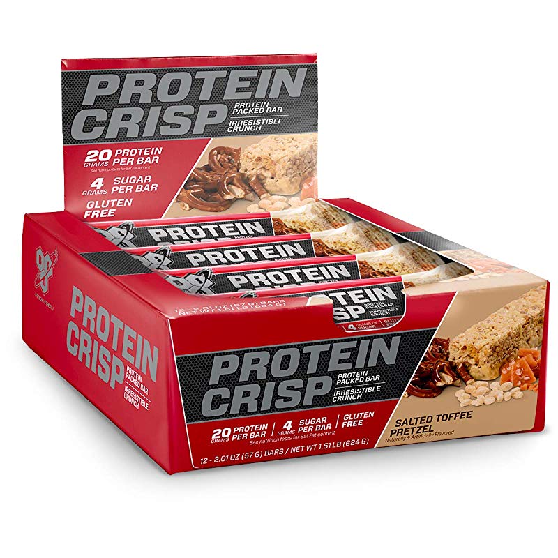 BSN Protein Crisp Protein Bars, 12 Bars- salted toffee pretzel