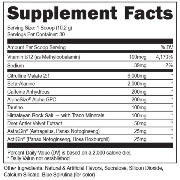 Bucked Up Pre Workout Supplement Facts