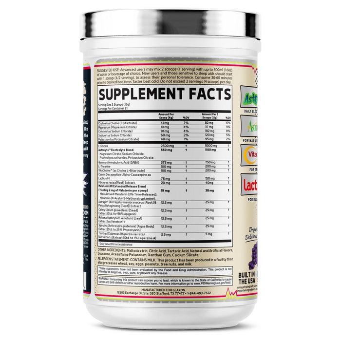 Glaxon Tranquility Supplement Facts Label