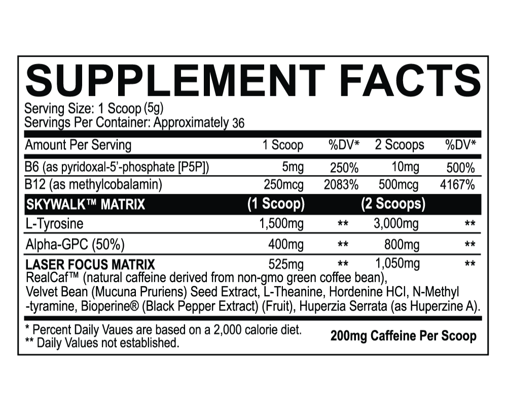 MyoBlox Skywalk 6.0 Supplement Facts
