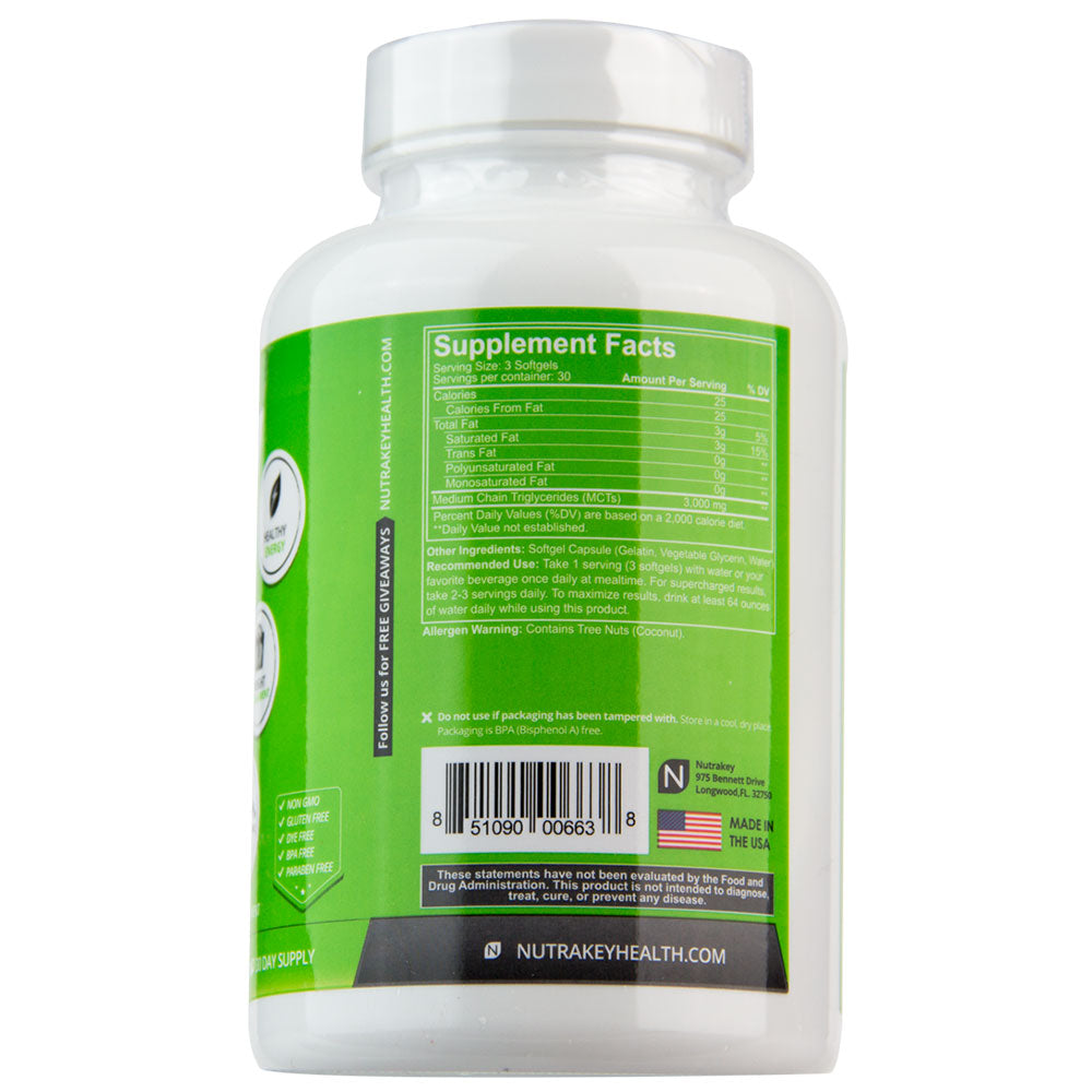 Nutrakey MCT Oil Softgels - Improve Fat Metabolism Facts