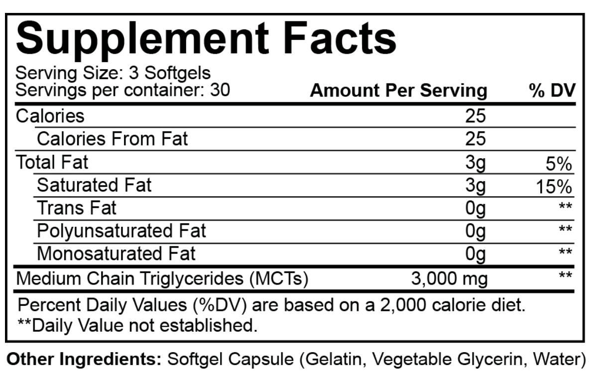 Nutrakey MCT Oil Softgels Supplement Facts