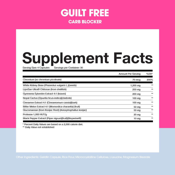 Obvi Guilt Free Carb Blocker Supplement Facts