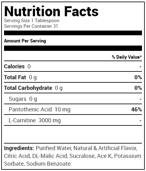 ProSupps L-Carnitine 3000 - Supplement Facts