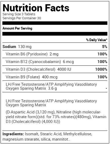 Purus Labs D-Pol Tablets Free Test Nitric Oxide Elevator Supplement Facts