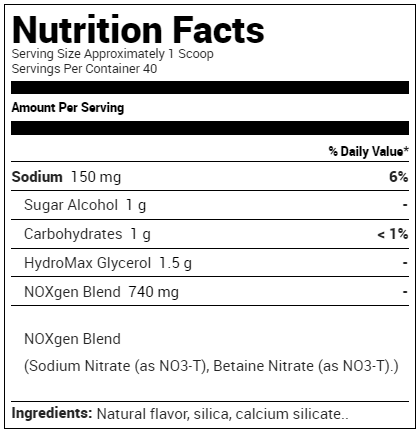 Purus Labs NOXygen Powder Supplement Facts