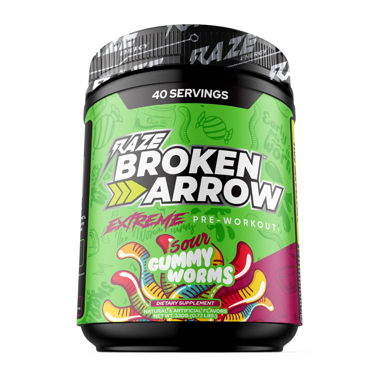 Raze Broken Arrow Extreme, Sour Gummy Worms, 40 Servings