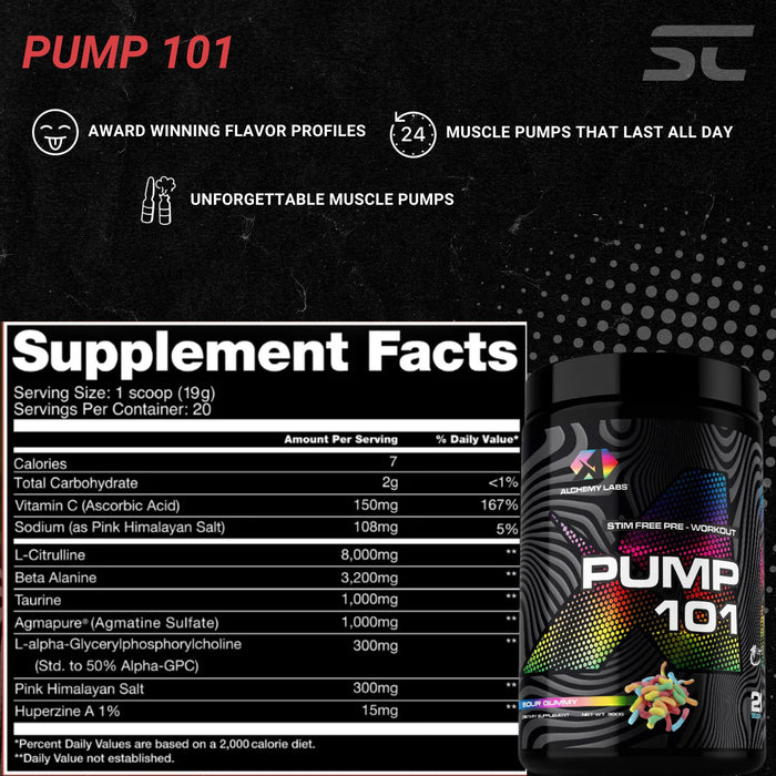 Alchemy Labs Ultimate Pump Stack - Pump 101 Suppplement Facts