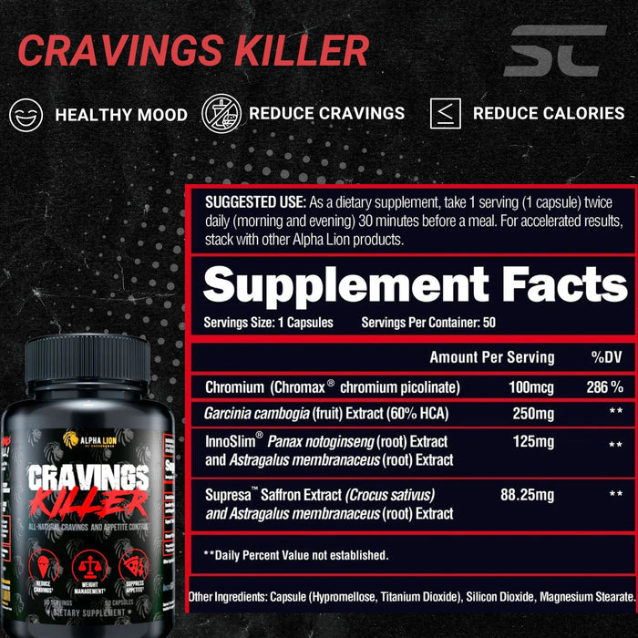 Alpha Lion Cravings Killer 50 Capsules - Supplement Facts