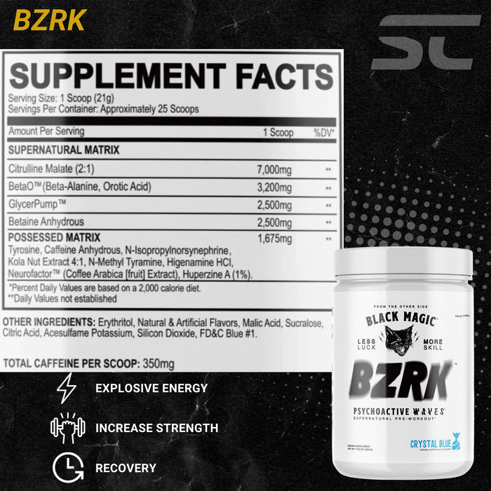 Black Magic Supply Training And Recovery Stack - BZRK - Supplement Facts