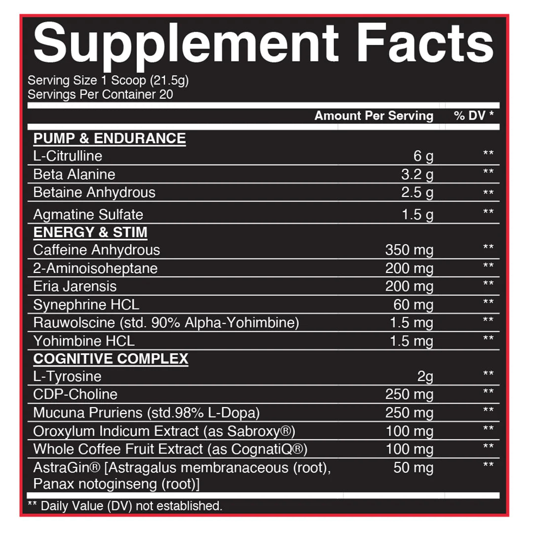 Condemned Labz Souls 4 Sale Pre-Workout, Golden Grapefruit Supplement Facts