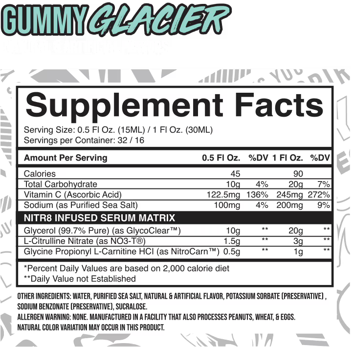 Inspired x V1 Nutra FSU Nitrum - Gummy Glacier Supplement Facts