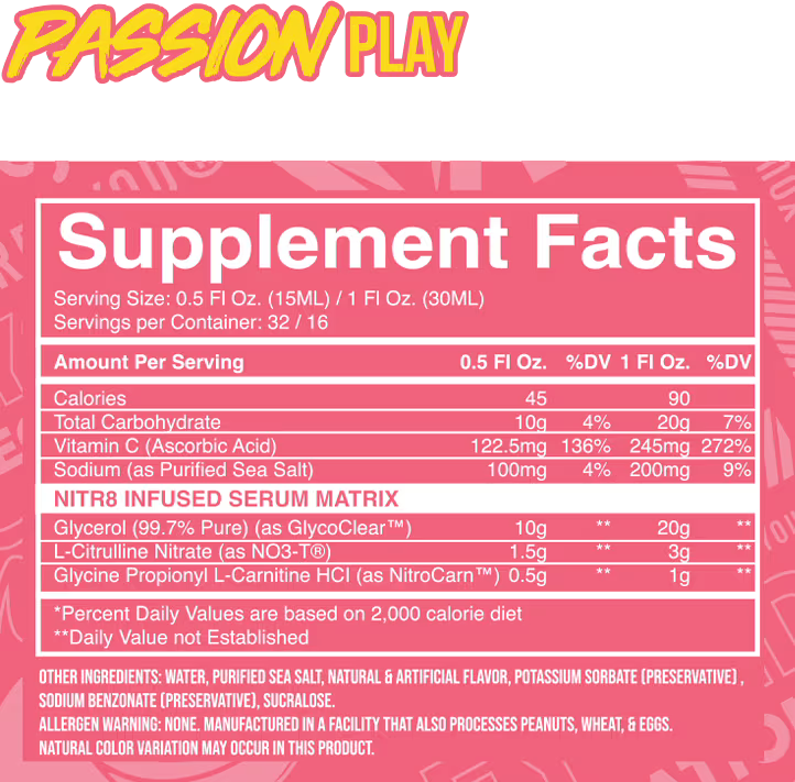 Inspired x V1 Nutra FSU Nitrum - Passion Play Supplement Facts