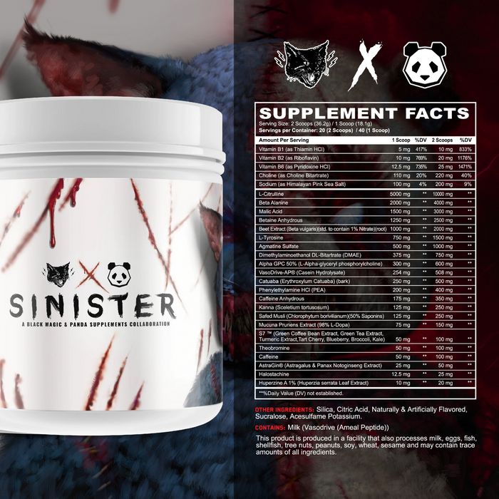 Panda x Black Magic Sinister Pre-Workout Supplement Facts
