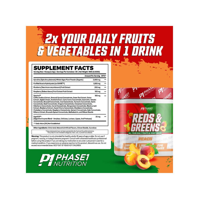 Phase One Reds and Greens 25 Servings -Supplement Facts