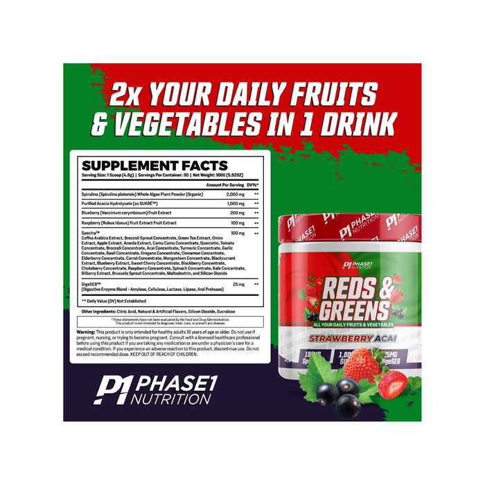 Phase One Reds and Greens 25 Servings - Supplement Facts