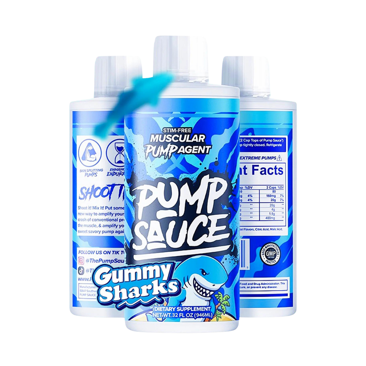Pump Sauce Stim-Free Pre-Workout, 32 Servings, Gummy Sharks