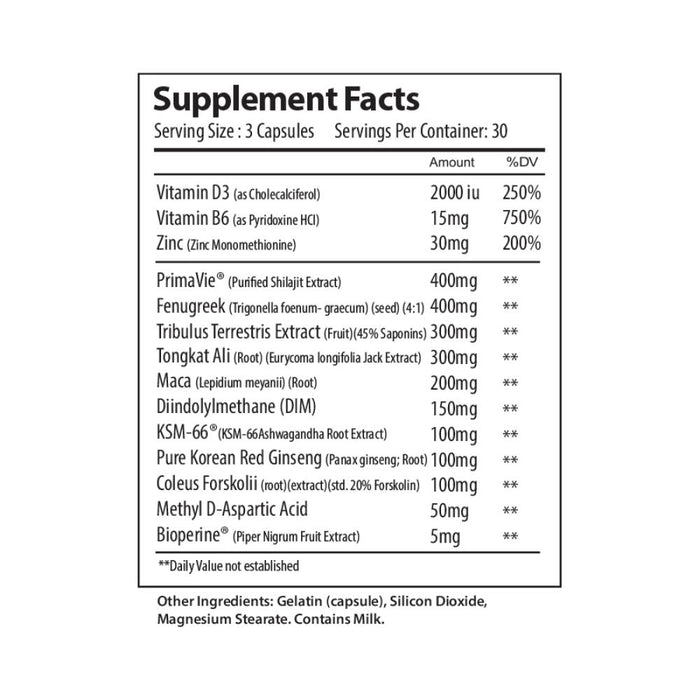 Alpha Supps Alpha T-Rise Supplement Facts