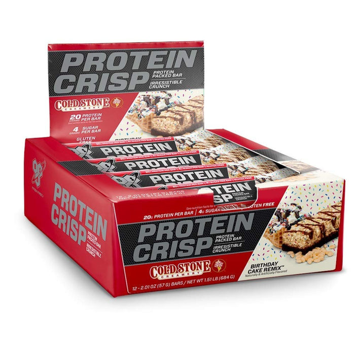 BSN Protein Crisp Protein Bars, 12 Bars-Birthday Cake Remix
