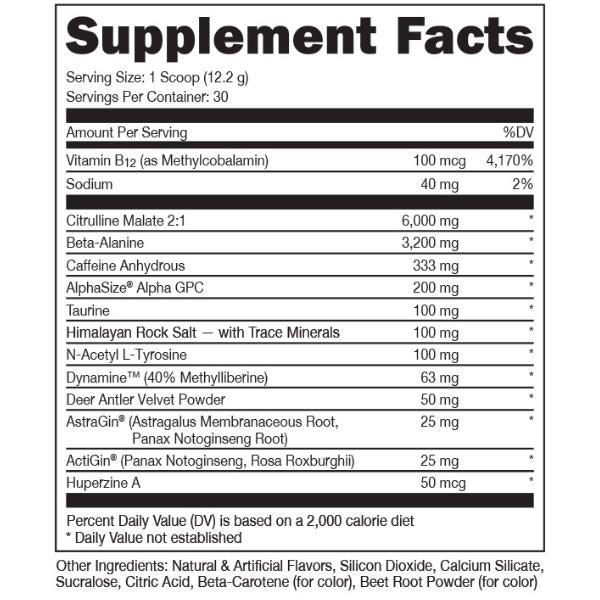 Bucked Up BAMF Supplement Facts