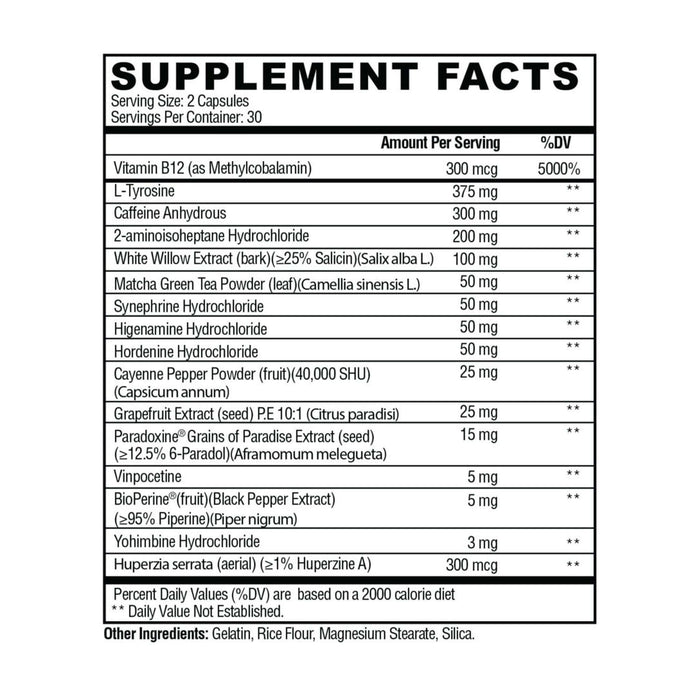 Condemned Labz Arsyn Strong Thermogenic Fat Burner - Supplement Facts