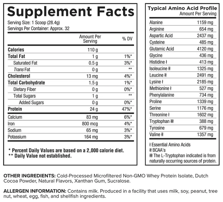 Core Nutritionals Core Iso Supplement Facts