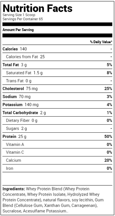 Dymatize Elite 100% Whey Protein Supplement Facts