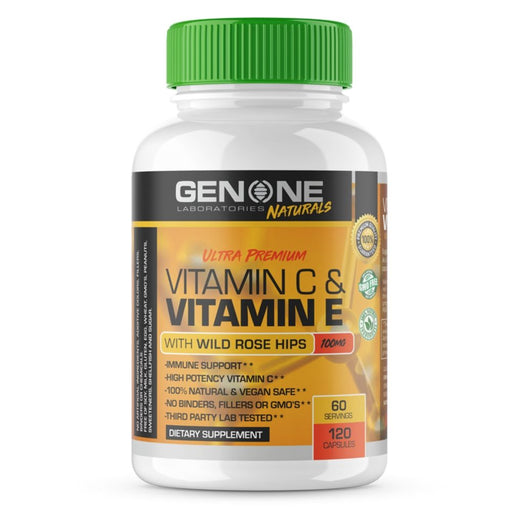 Gen One Laboratories Premium Vitamin C & Vitamin E With Wild Rose Hips - 120 Capsules