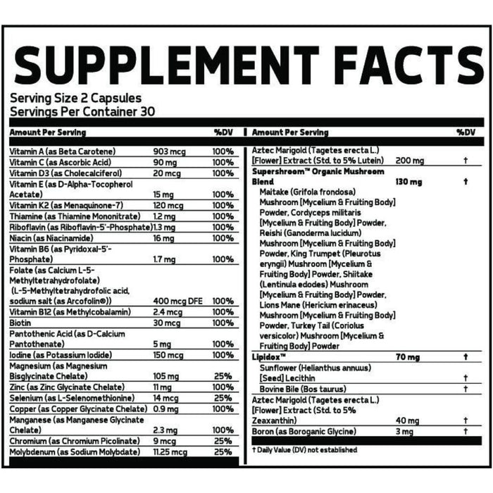 Glaxon 100% Premium Daily Multi Supplement Facts