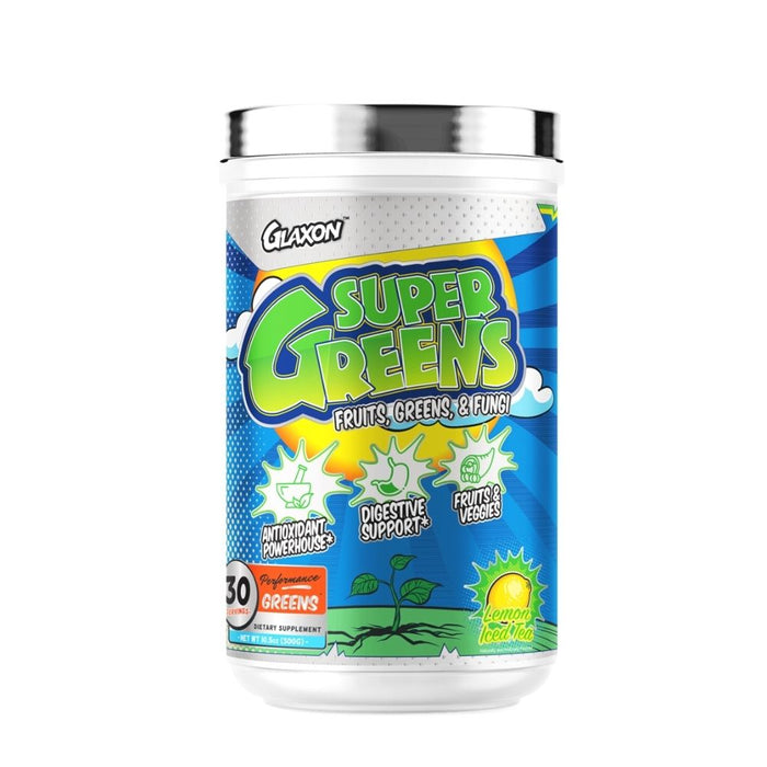 Glaxon Super Greens - Antioxidants Fruits, Greens & Fungi - Lemon Iced Tea