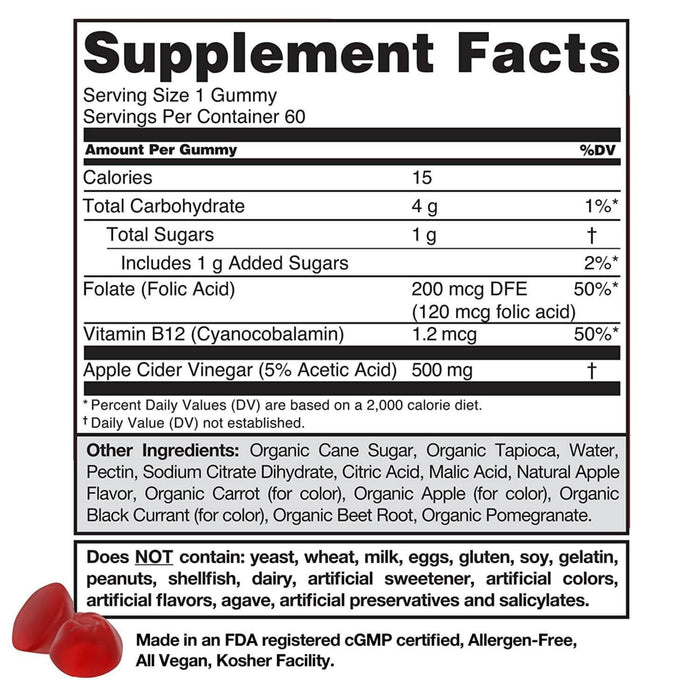 Goli Apple Cider Vinegar Gummies Supplement Facts