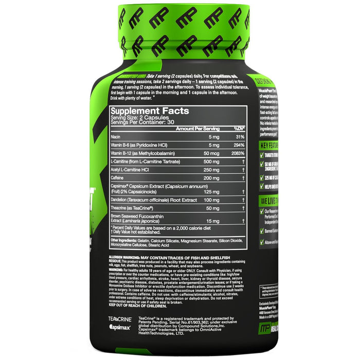 MusclePharm Shred Sport Fat Burner Label