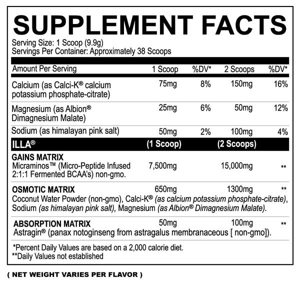 MyoBlox Illa BCAA Supplement Facts