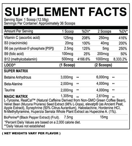 MyoBlox Loco 6.0 Supplement Facts