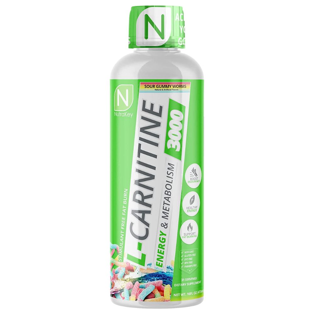 Nutrakey L-Carnitine 3000 31 Servings / Sour Gummy Worms Nutrakey L-Carnitine 3000 31 Servings / Sour Gummy Worms
