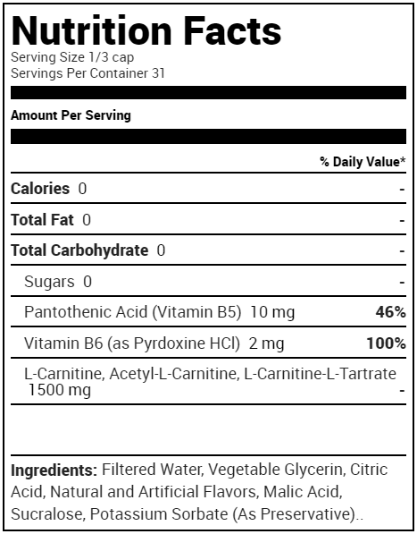 Nutrakey L-Carnitine 1500 - Supplement Facts