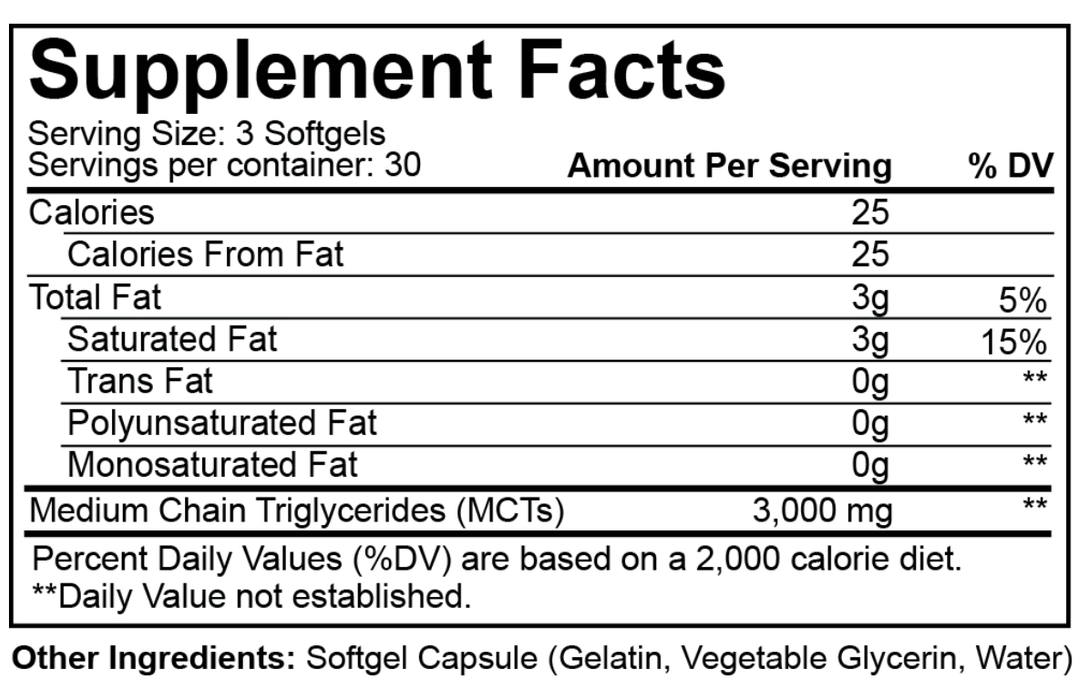 Nutrakey MCT Oil Softgels Supplement Facts