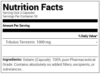 Nutrakey Tribulus Terrestris Supplement Facts