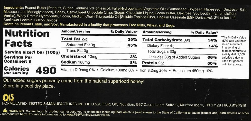 O15 Nutrition Big-O Bar