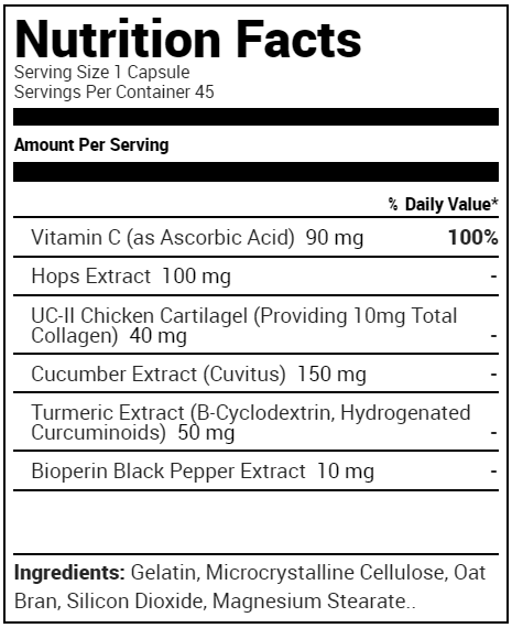 Optimum Nutrition Fit 40 Collagen, Vitamin C & Turmeric - Supplement Facts