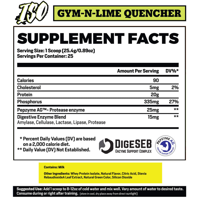 Phase One ISO - Clear Whey Protein Isolate, Lime Quencher Supplement Facts