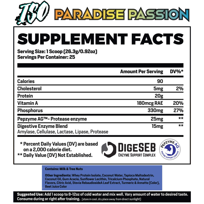 Phase One ISO - Clear Whey Protein Isolate, Paradise Passion Supplement Facts