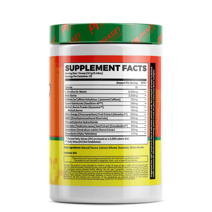 Phase One Nutrition Stimmed Up Pre-Workout - Sweet Peach Rings Label