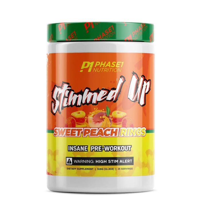 Phase One Nutrition Stimmed Up Pre-Workout - Sweet Peach Rings, 25 Servings