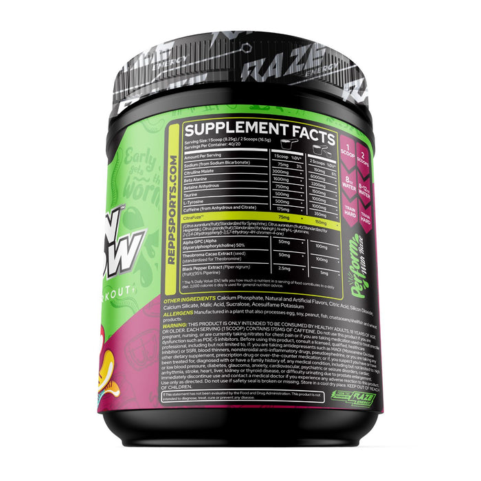 Raze Broken Arrow Extreme Supplement Facts, Sour Gummy Worms