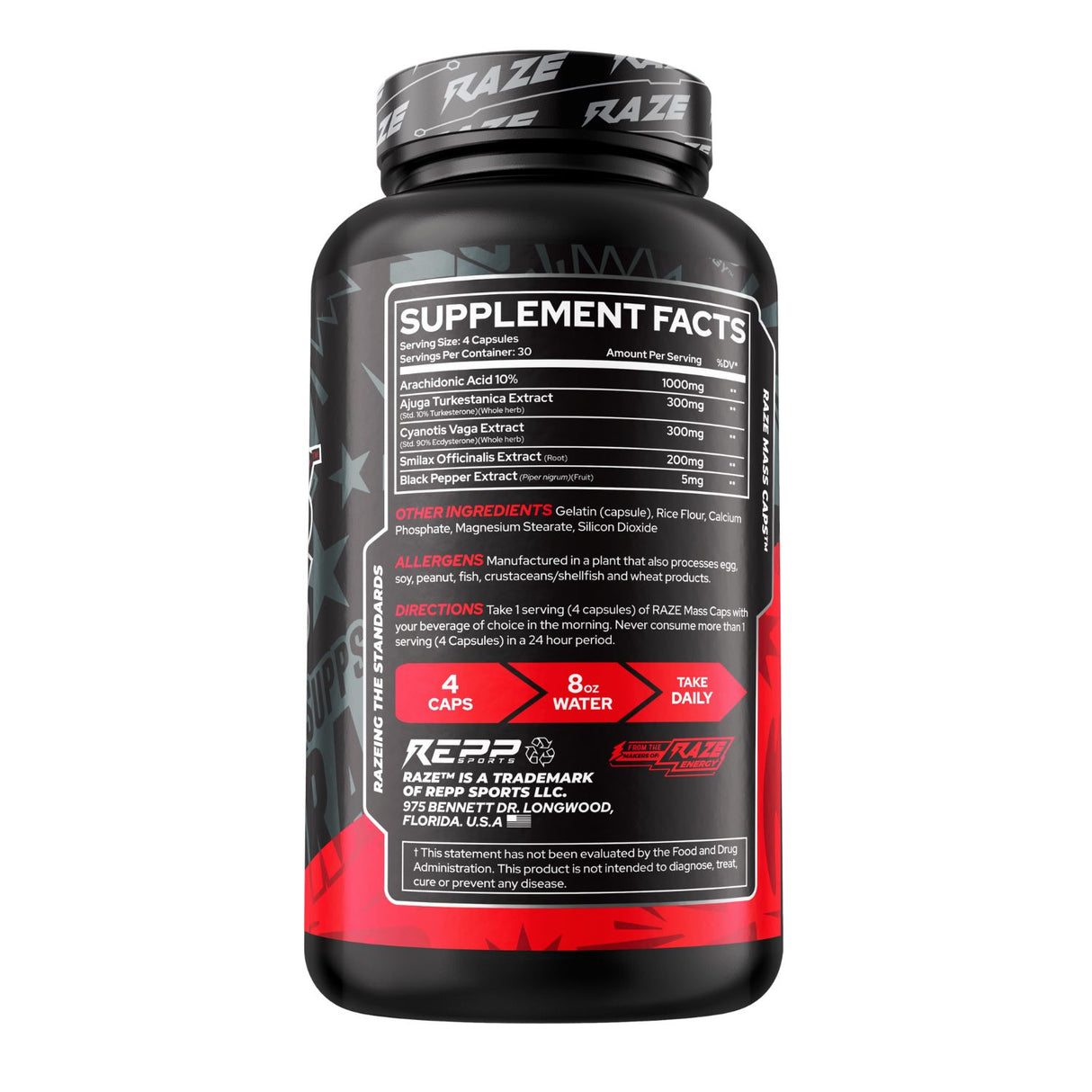 Raze Mass Caps Supplement Facts